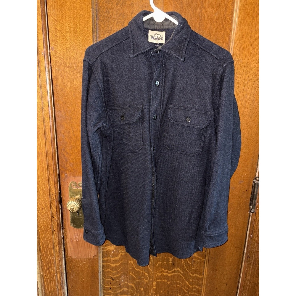 Woolrich Shirt Jacket Mens Medium Charcoal Wool CPO Vintage Anchor Button Flap